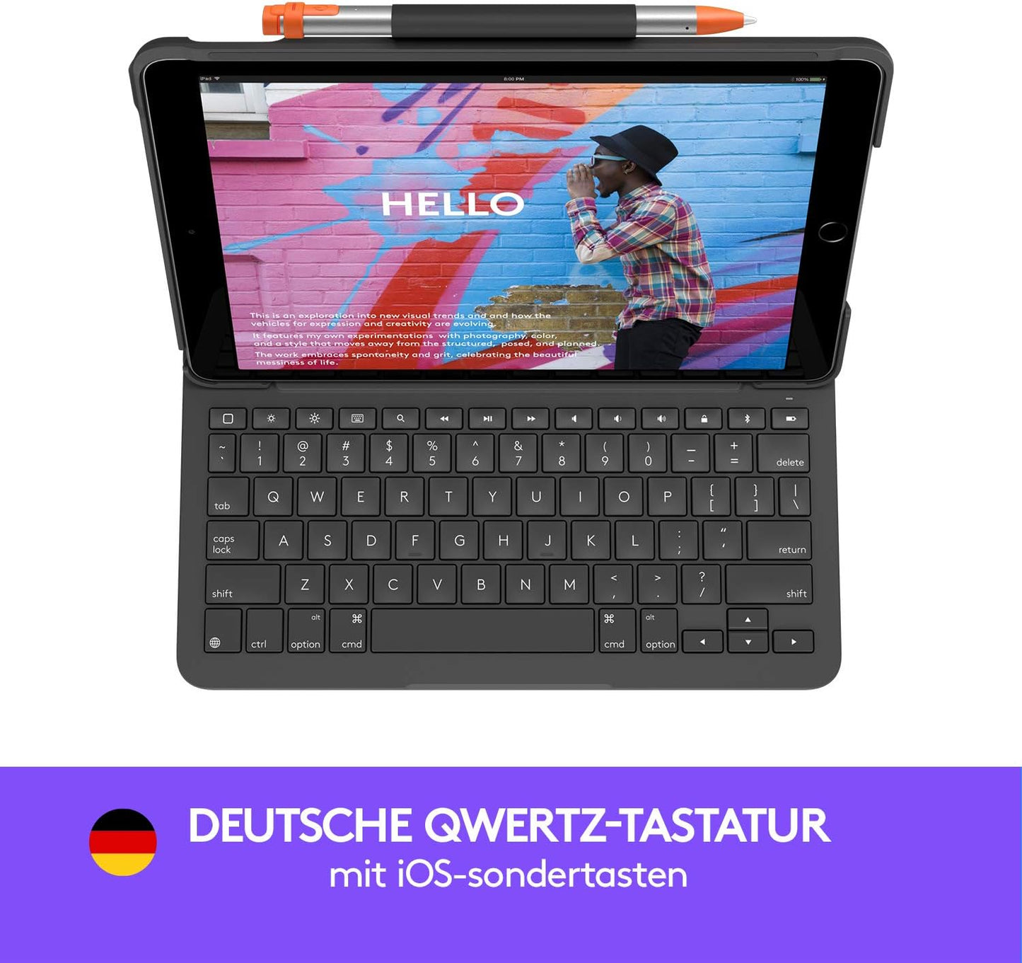 Logitech Slim Folio für iPad (7., 8. und 9. Generation) Tastatur-Case Deutsches QWERTZ-Layout - Graphit