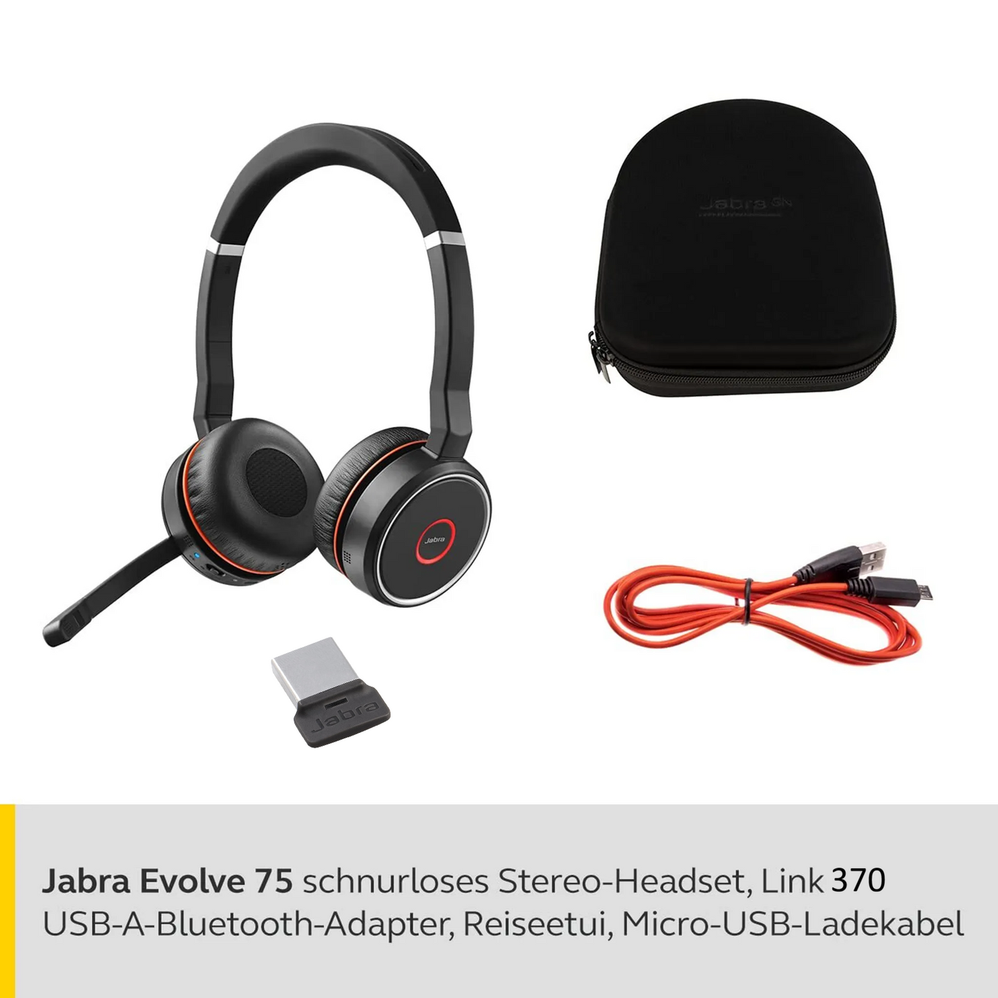 Jabra Evolve 75 MS Stereo Headset Link 370a 7599-832-109