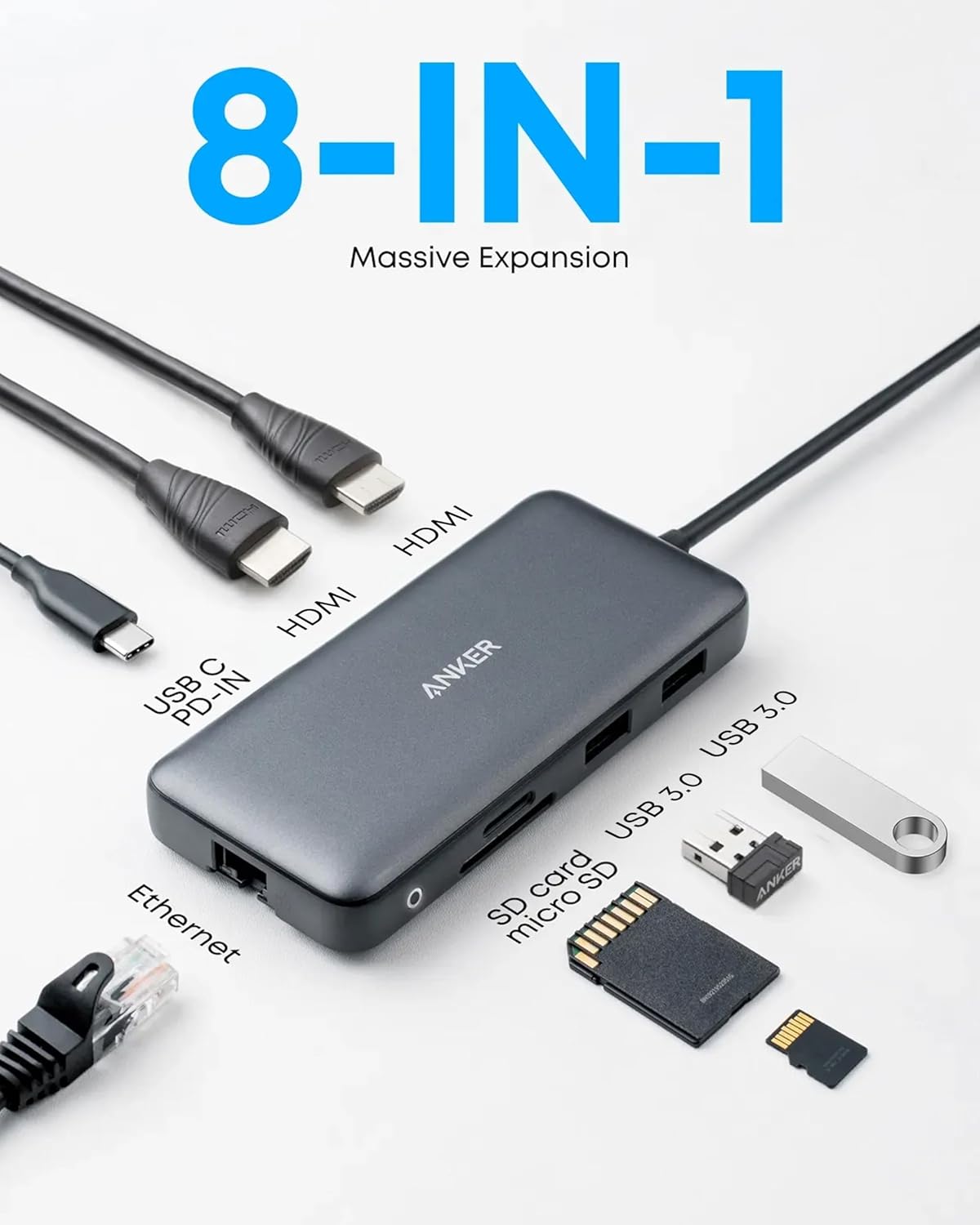 Anker 553 USB-C Hub 8-in-1 USB-C Dock A83800A1