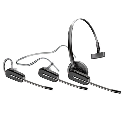 Plantronics Savi W8240-M DECT-Mono Headset konvertibel, mit Basisstation, Überkopfbügel + Nackenbügel und Ohrhaken, SoundGuard, Skype for Business, Schwarz