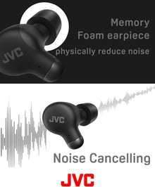 JVC HA-Z250T-B True Wireless Kopfhörer mit aktiver Geräuschunterdrückung, weiche & komfortable Memory Foam Ohrstöpsel, 3 Klangmodi, BT 5.3, 28 Std. Akkulaufzeit, schwarz