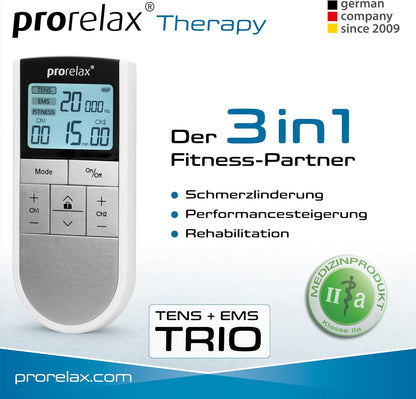 TENS-EMS-Gerät PRORELAX Elektrostimulationsgerät TENS/EMS Trio Reizstromgerät