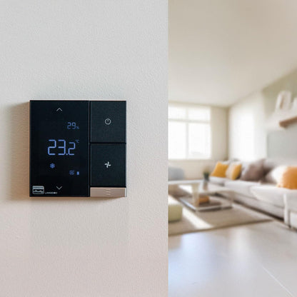 LinkedGo Powered by Shelly Smart HVAC Тhermostat - WLAN-betrieben Vielseitiger Thermostat, Heizung & Kühlung, Fußbodenheizung, Frostschutzfunktion, Kein Hub Erforderlich, Alexa & Home Assistant