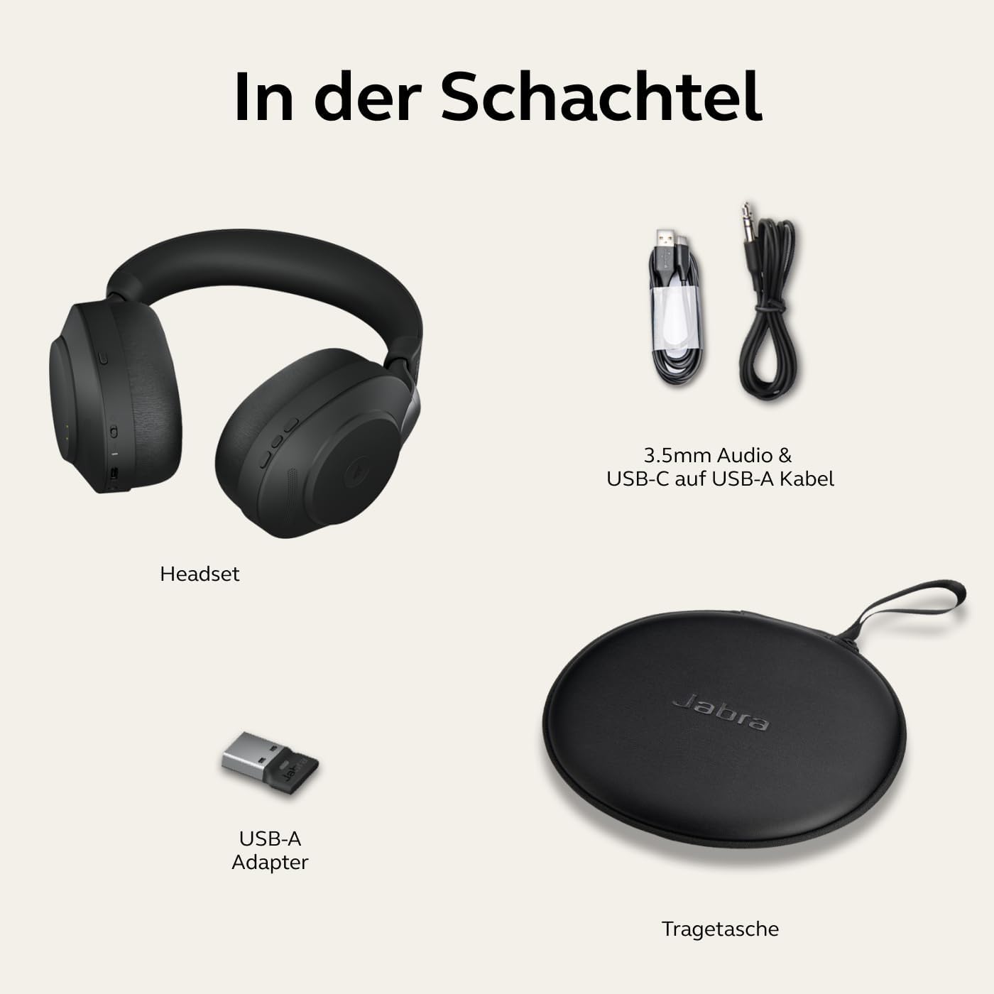 Jabra Evolve2 85 UC Stereo USB-A Headset Link380a Schwarz 28599-989-999