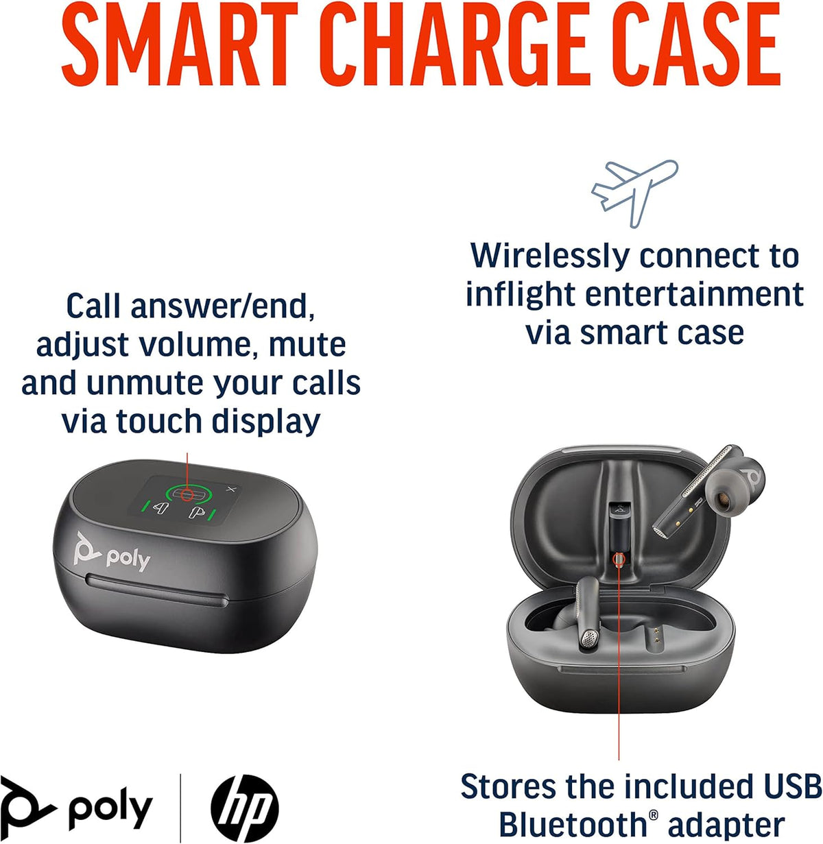 Poly Voyager Free 60+ UC iPhone / iPad Version USB-C in Schwarz In Ear Kopfhörer mit Geräuschunterdrückung