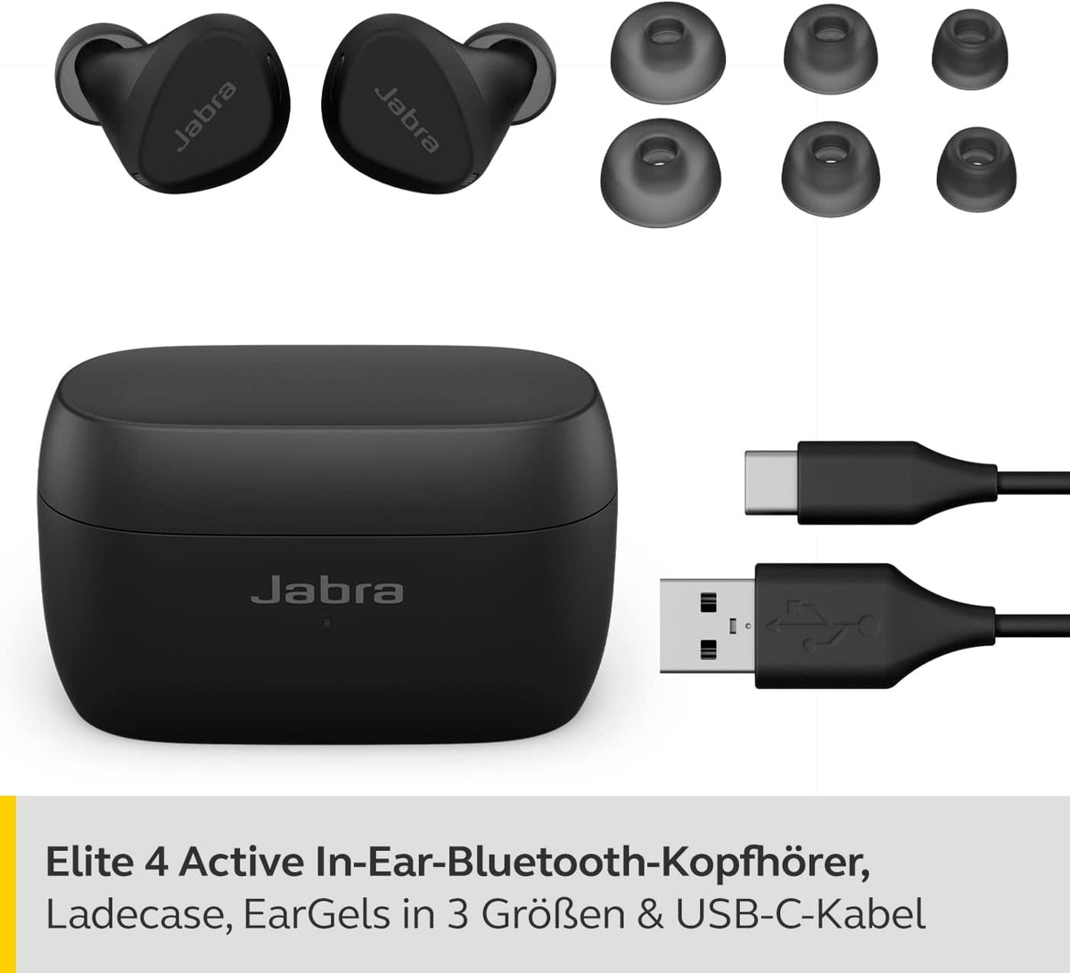 Jabra Elite 4 Active True Wireless In-ear Bluetooth Sportkopfhörer Schwarz