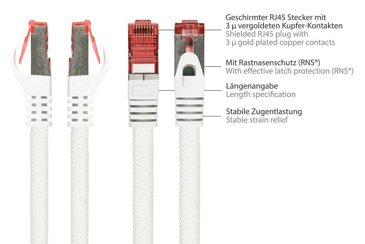 Python Patchkabel Rastnasenschutz (RNS) Cat. 6 S/FTP PiMF PVC 250MHz OFC weiß 10m (8063PY-100W)