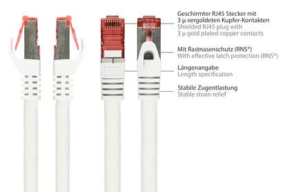 Python Patchkabel Rastnasenschutz (RNS) Cat. 6 S/FTP PiMF PVC 250MHz OFC weiß 10m (8063PY-100W)
