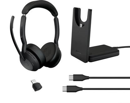 Jabra Evolve2 55 MS Stereo USB-C Headset mit Ladestation Link380c Schwarz 25599-999-889