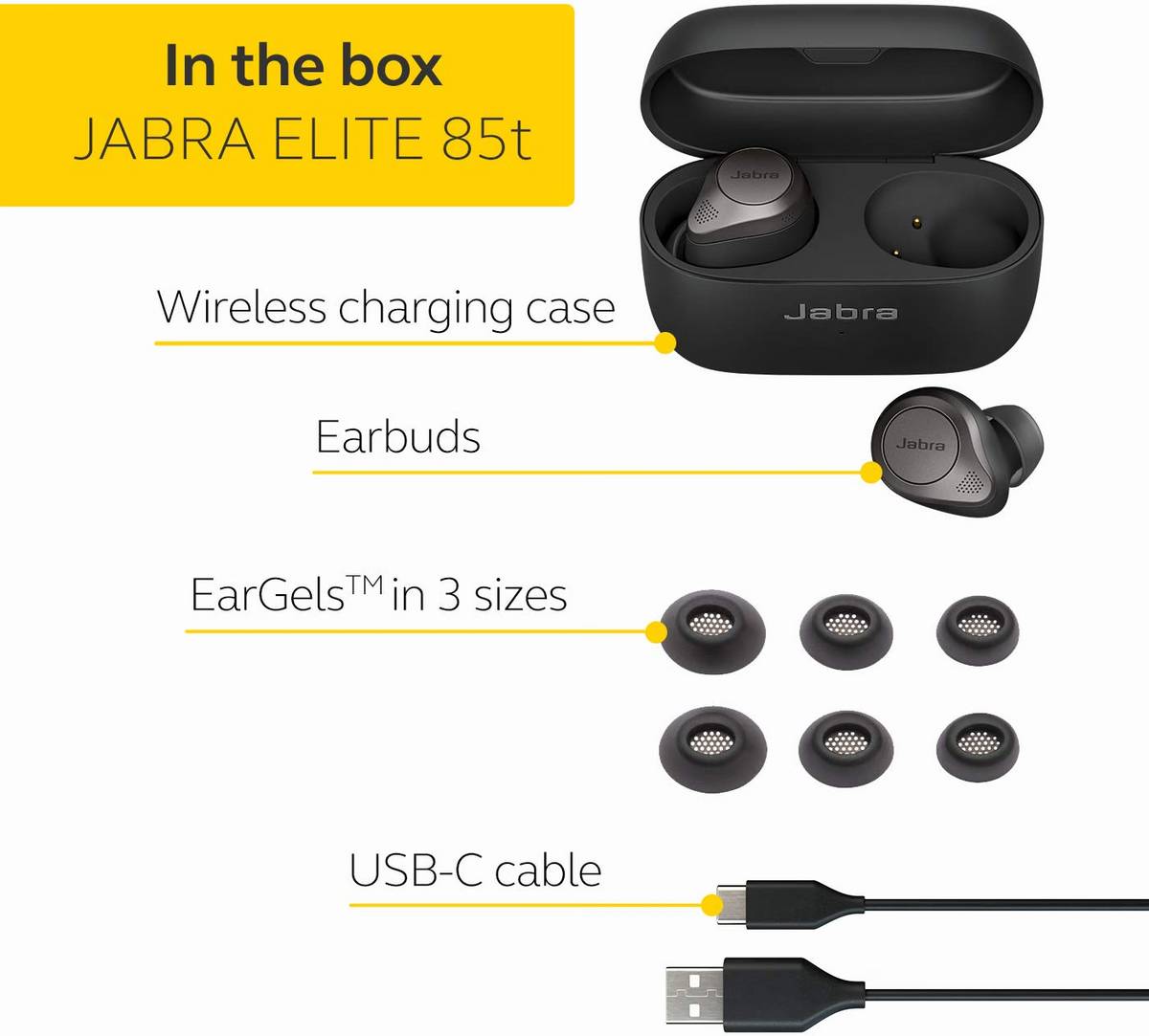 Jabra Elite 85t True Wireless In-ear Bluetooth Kopfhörer Titan/Schwarz