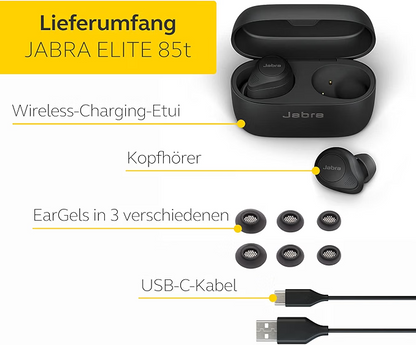 Jabra Elite 85t True Wireless In-ear Bluetooth Kopfhörer Schwarz