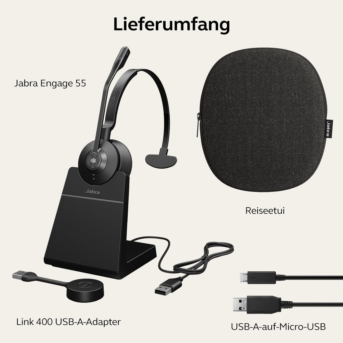 Jabra Engage 55 MS Mono USB-A Headset mit Basisstation 9553-455-111