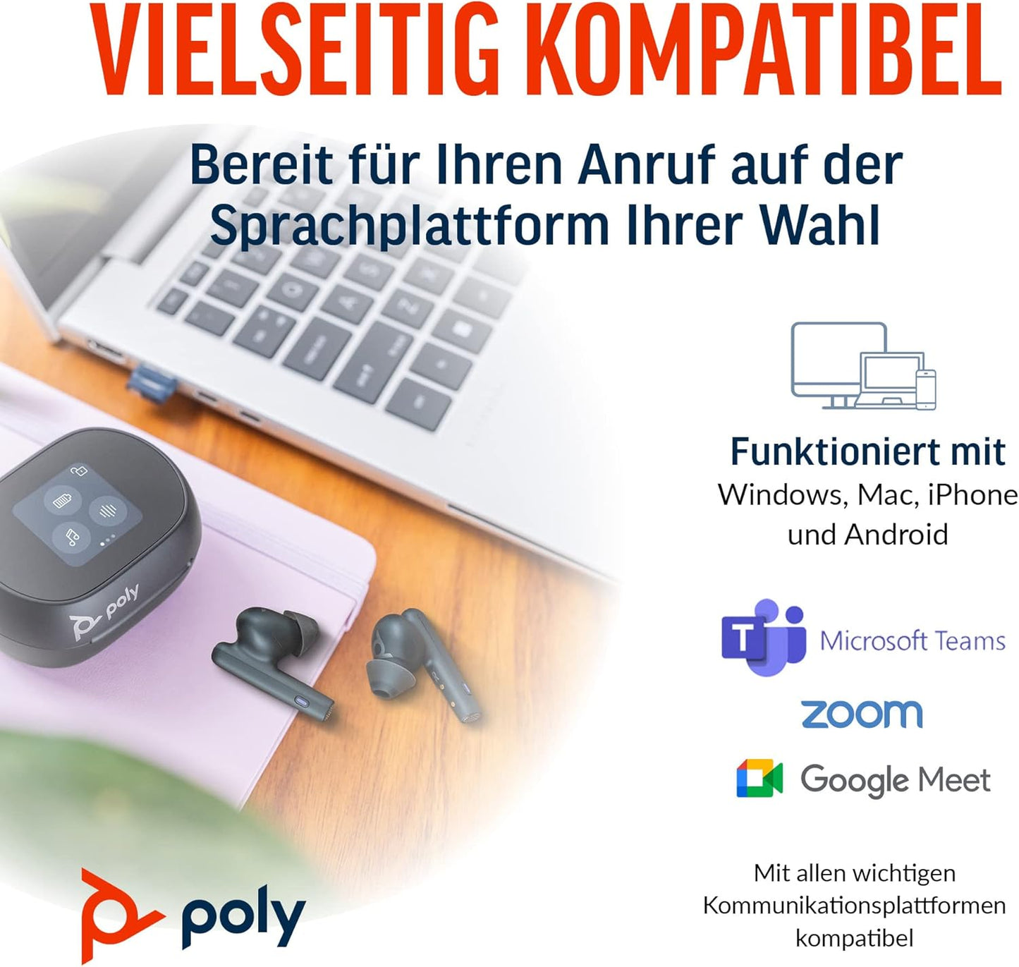 Poly Voyager Free 60+ UC MS Teams USB-A in Schwarz In Ear Kopfhörer 216066-01
