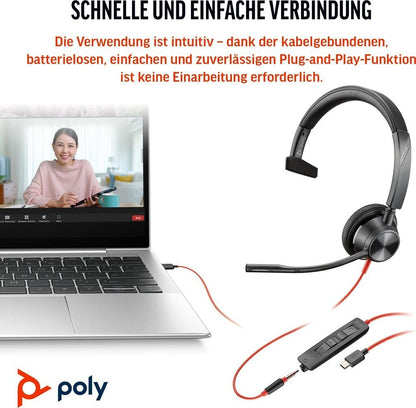 Plantronics – Blackwire 3315 Mono kabelgebundenes USB-A/USB-C & 3,5 mm Headset C3315-M