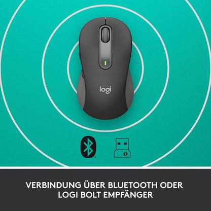 Logitech Signature M650 for Business Kabellose Maus, Leise Klicks, Anpassbare Seitentasten, Bluetooth, Kompatibilität mit mehreren Geräten - Grau