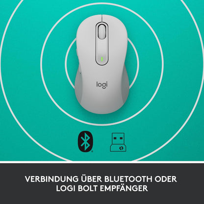 Logitech Signature M650 for Business Kabellose Maus, Leise Klicks, Anpassbare Seitentasten, Bluetooth, Kompatibilität mit mehreren Geräten - Grau
