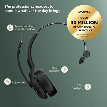 Jabra Evolve2 55 MS Mono USB-A Headset Link380a Schwarz 25599-899-999