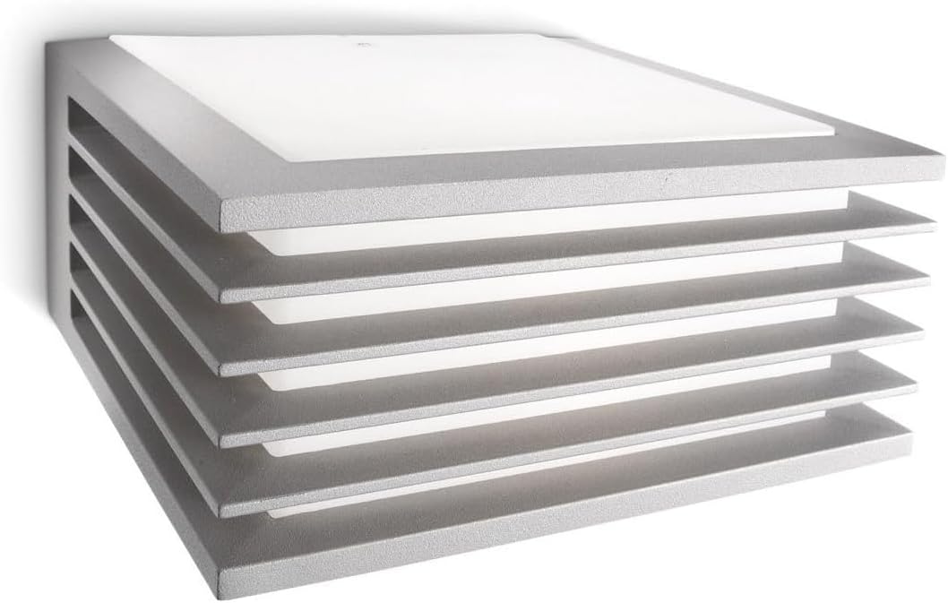 Philips myGarden Wandaussenleuchte Shades, max. 15W, ohne Leuchtmittel, E27, IP44 wetterfest, grau [Energieklasse G]