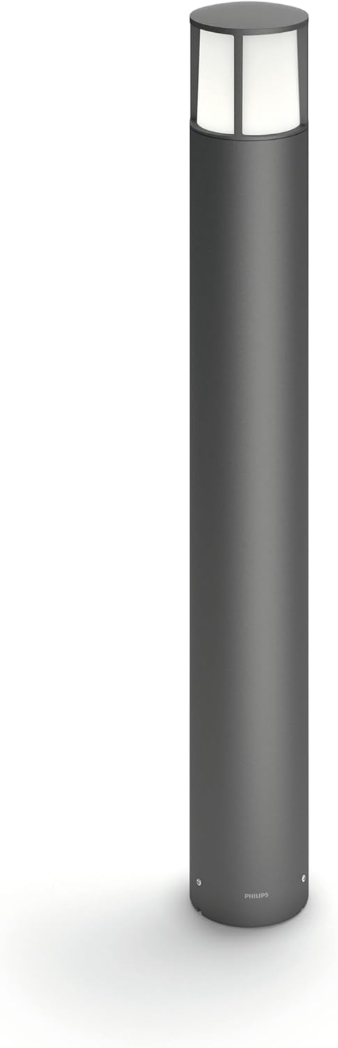 Philips myGarden Outdoor Wegeleuchte Stock, 6 W, 2700 K Warmweiß, wasserfest, anthrazit, IP44 wetterfest, Grau