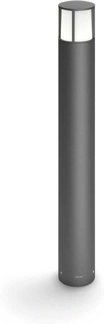 Philips myGarden Outdoor Wegeleuchte Stock, 6 W, 2700 K Warmweiß, wasserfest, anthrazit, IP44 wetterfest, Grau