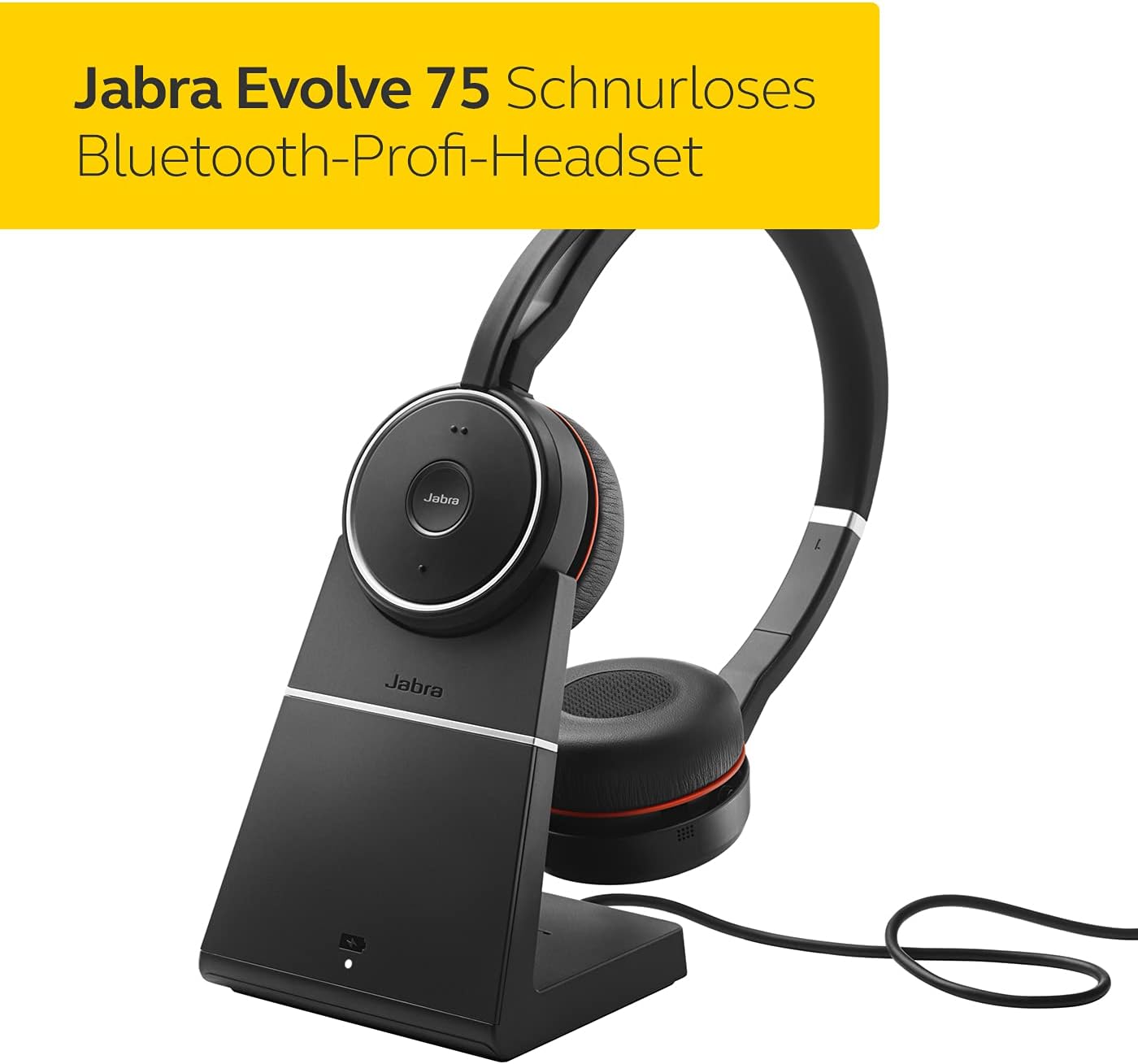 Jabra Evolve 75 UC Stereo Headset mit Ladestation Link 370a 7599-838-199