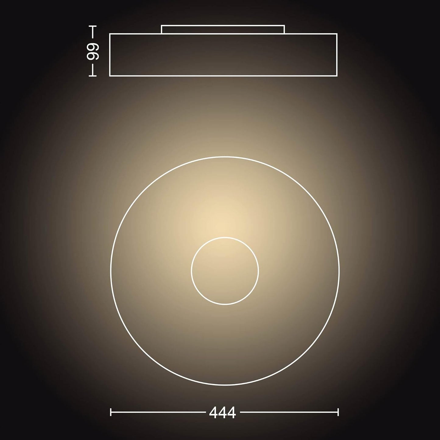 Philips Hue White Ambiance Fair Deckenleuchte schwarz 2750lm inkl. Dimmschalter, dimmbar, alle Weißschattierungen, steuerbar via App, kompatibel mit Amazon Alexa (Echo, Echo Dot) [Energieklasse F]