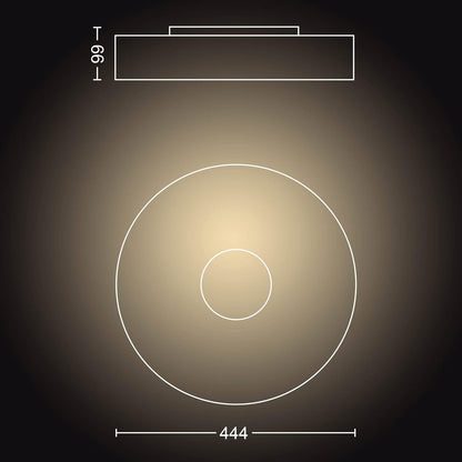 Philips Hue White Ambiance Fair Deckenleuchte schwarz 2750lm inkl. Dimmschalter, dimmbar, alle Weißschattierungen, steuerbar via App, kompatibel mit Amazon Alexa (Echo, Echo Dot) [Energieklasse F]