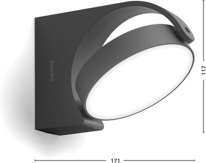 PHILIPS Mimosa Outdoor Wandleuchte (7 W), wetterfeste Außenleuchte mit beweglichem Panel und warmweißer LED Beleuchtung, anthrazit, 2.700 Kelvin