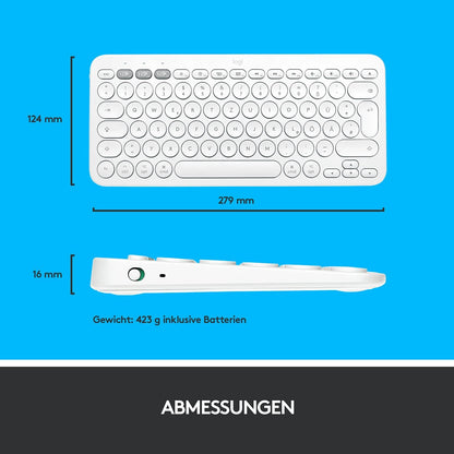 Logitech K380 wireless Tastatur in Weiß für Mac mit Deutschem/Schweizer QWERTZ Layout