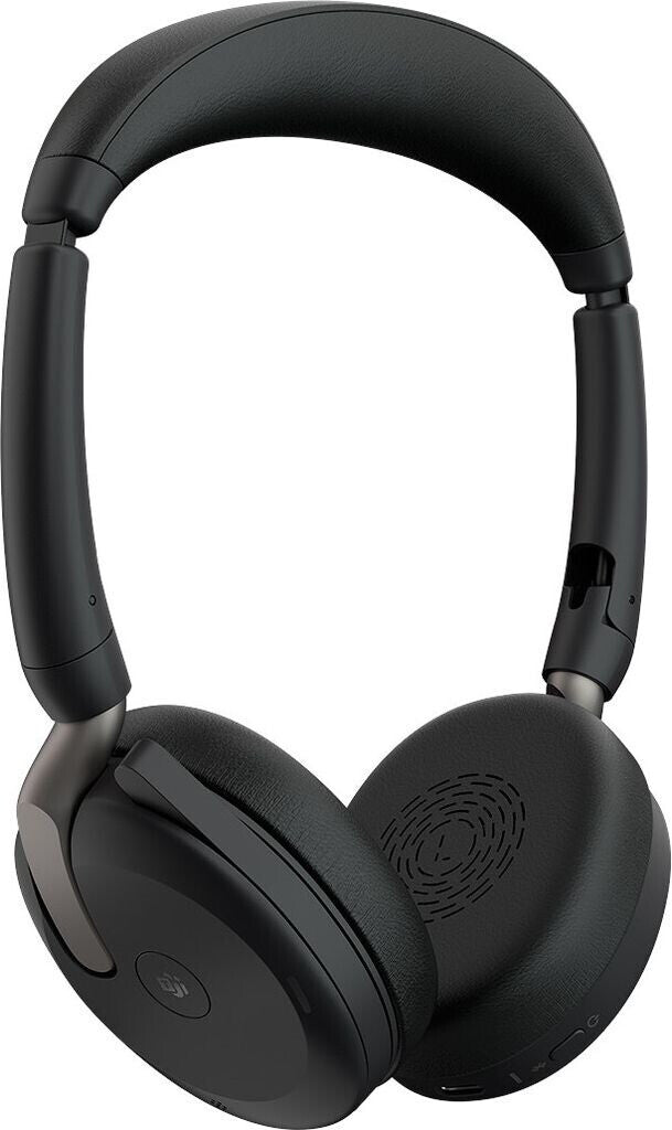 Jabra Evolve2 65 Flex MS USB-A Stereo Headset mit Wireless Charging Pad Link380a Schwarz 26699-999-989