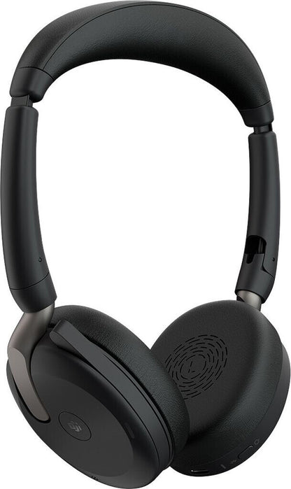 Jabra Evolve2 65 Flex MS USB-A Stereo Headset mit Wireless Charging Pad Link380a Schwarz 26699-999-989