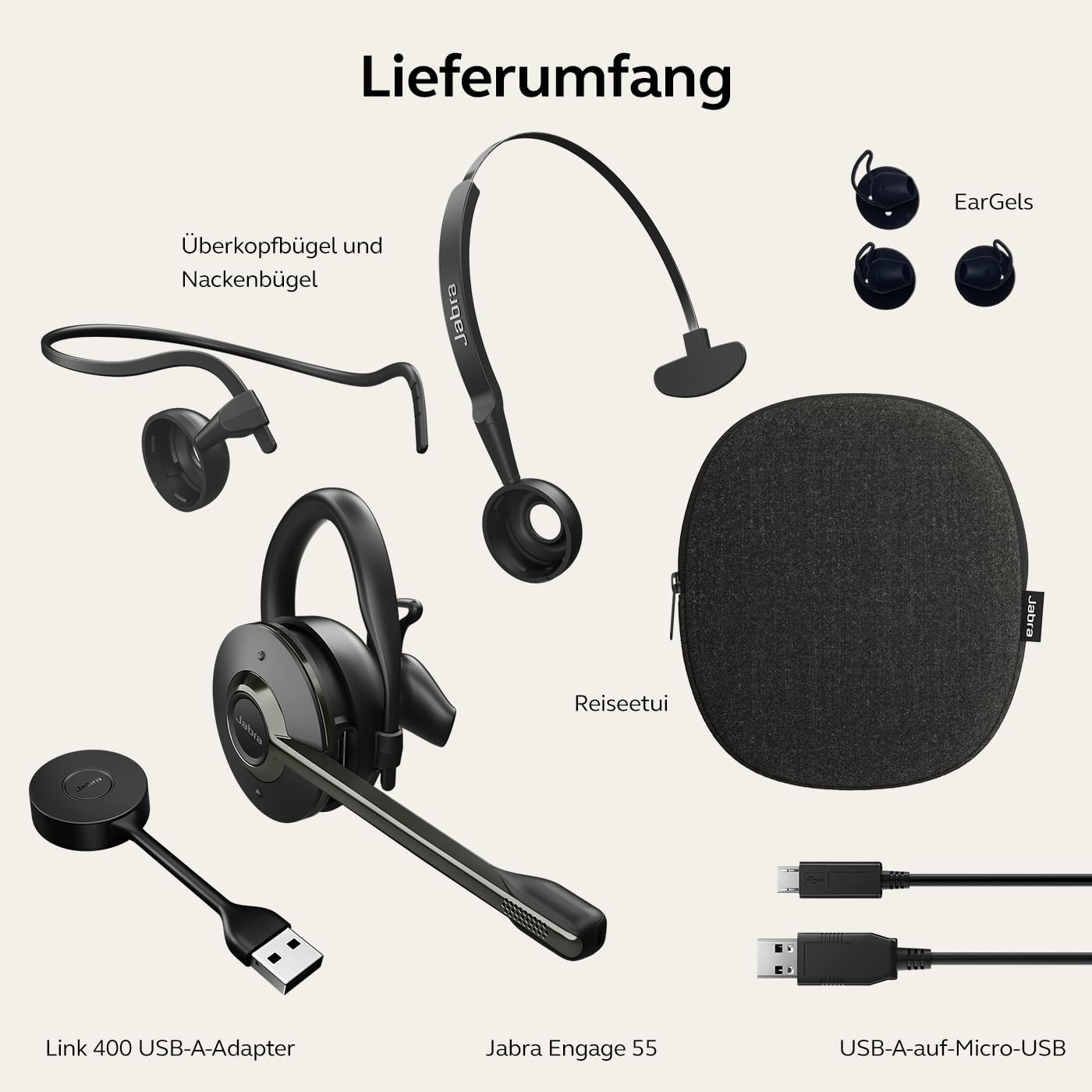 Jabra Engage 55 UC Convertible USB-A Headset 9555-410-111