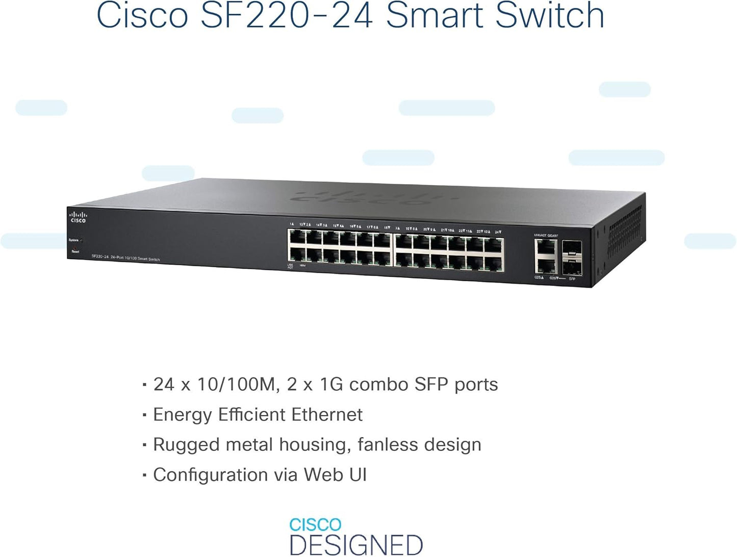 Cisco 220 Series 24-Port Managed Switch SF220-24-K9-EU