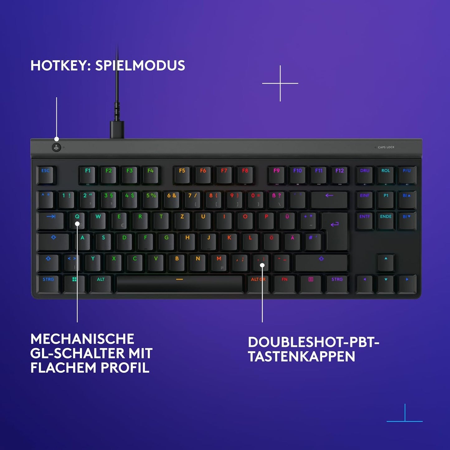 Logitech Gaming G515 TKL kabelgebundene deutsche QWERTZ Gaming Tastatur mit Hintergrundbeleuchtung