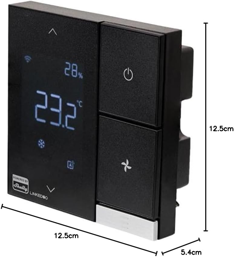 LinkedGo Powered by Shelly Smart HVAC Тhermostat - WLAN-betrieben Vielseitiger Thermostat, Heizung & Kühlung, Fußbodenheizung, Frostschutzfunktion, Kein Hub Erforderlich, Alexa & Home Assistant