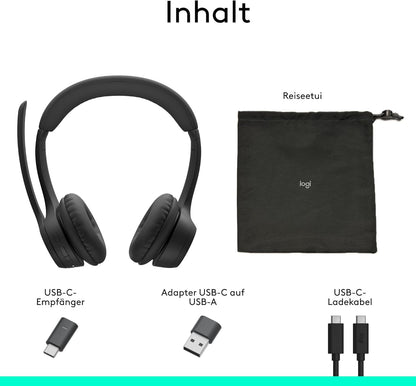Logitech Zone 305 Business, kabelloses Bluetooth-Headset mit Mikrofon, für Microsoft Teams, kompatibel Windows, Mac, Chrome, Linux, iOS, iPadOS, Android - Schwarz