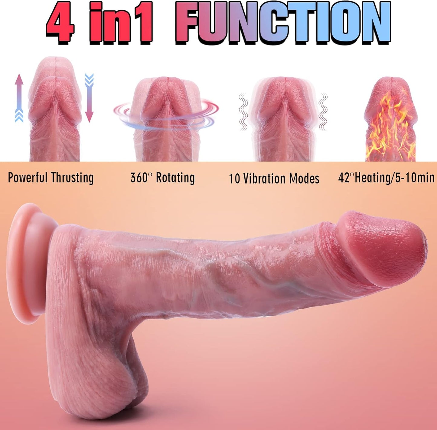 4in1 Vibrator mit Fernbedienung Heizfunktion Saugnapf 10 Modi Wiederaufladbar