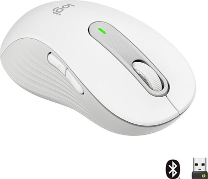 Logitech Signature M650 L Left Kabellose Maus, Leise Klicks, Anpassbare Seitentasten, Bluetooth, Kompatibilität mit mehreren Geräten - Weiß
