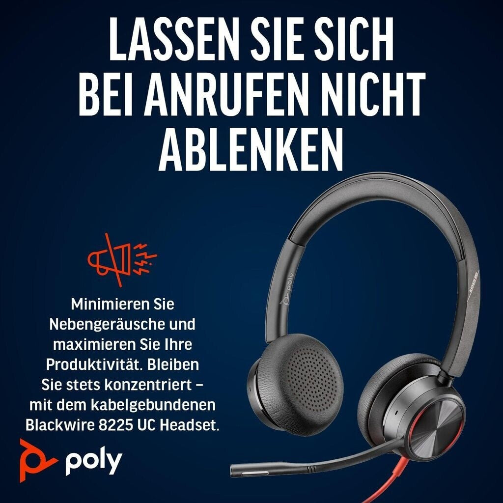 Plantronics Blackwire 8225 Duo USB-C HS+USB-C/A Headset Typ C - 8X225AA