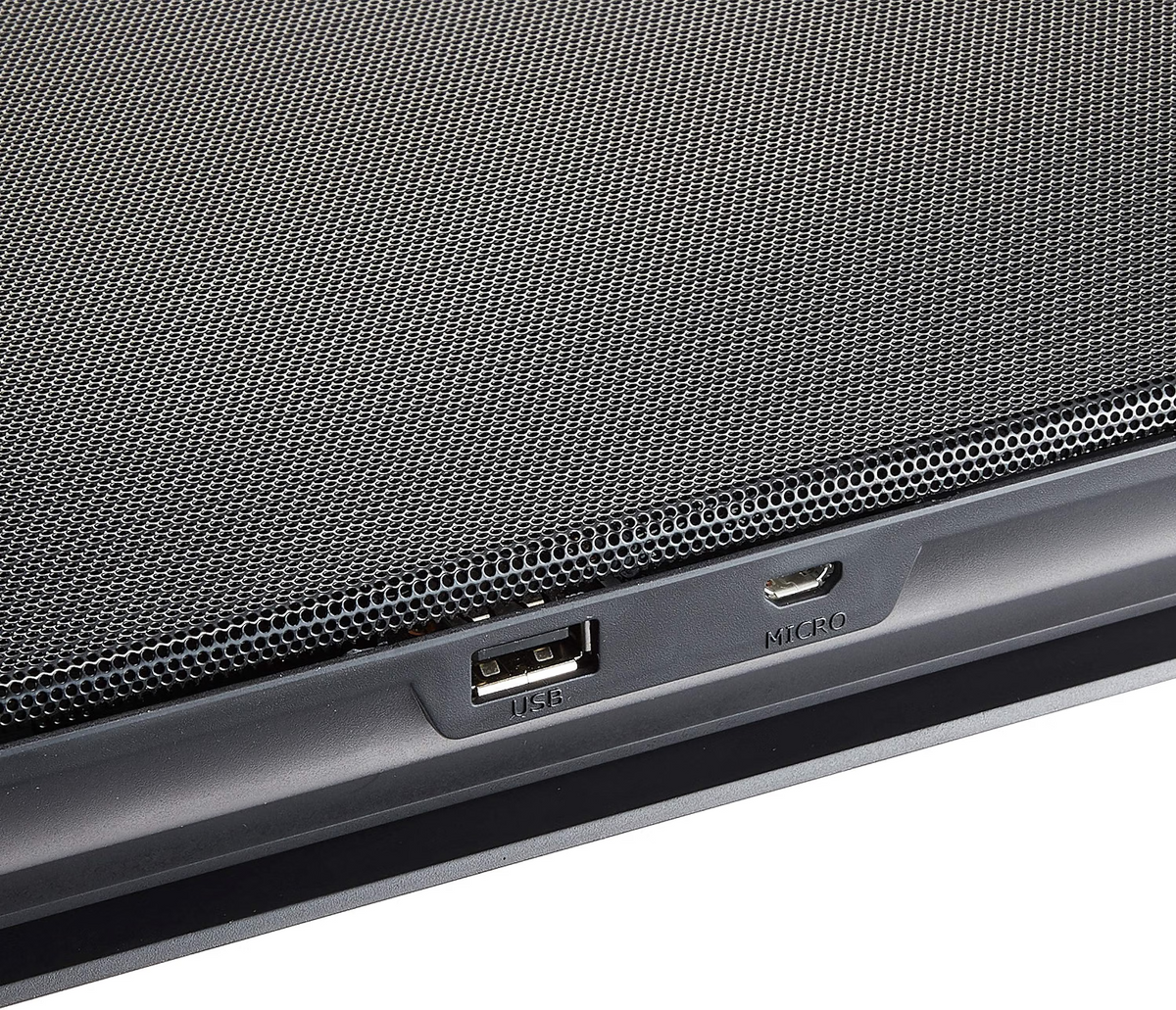Cooler Master NotePal L2 Laptop Kühler – Laptop Cooler mit leichtem & ergonomischem Design, Leiser 160-mm-blauer LED Lüfter, Perforierte Metallplatte, USB-Port-Extender, Laptop Lüfter bis 17 Zoll