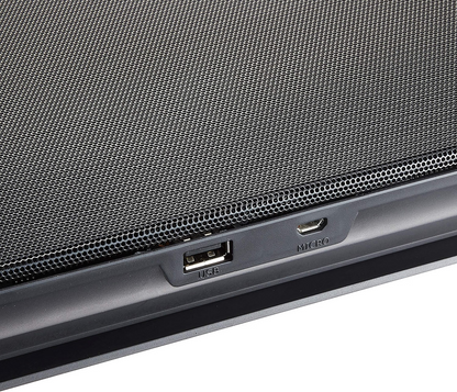 Cooler Master NotePal L2 Laptop Kühler – Laptop Cooler mit leichtem & ergonomischem Design, Leiser 160-mm-blauer LED Lüfter, Perforierte Metallplatte, USB-Port-Extender, Laptop Lüfter bis 17 Zoll