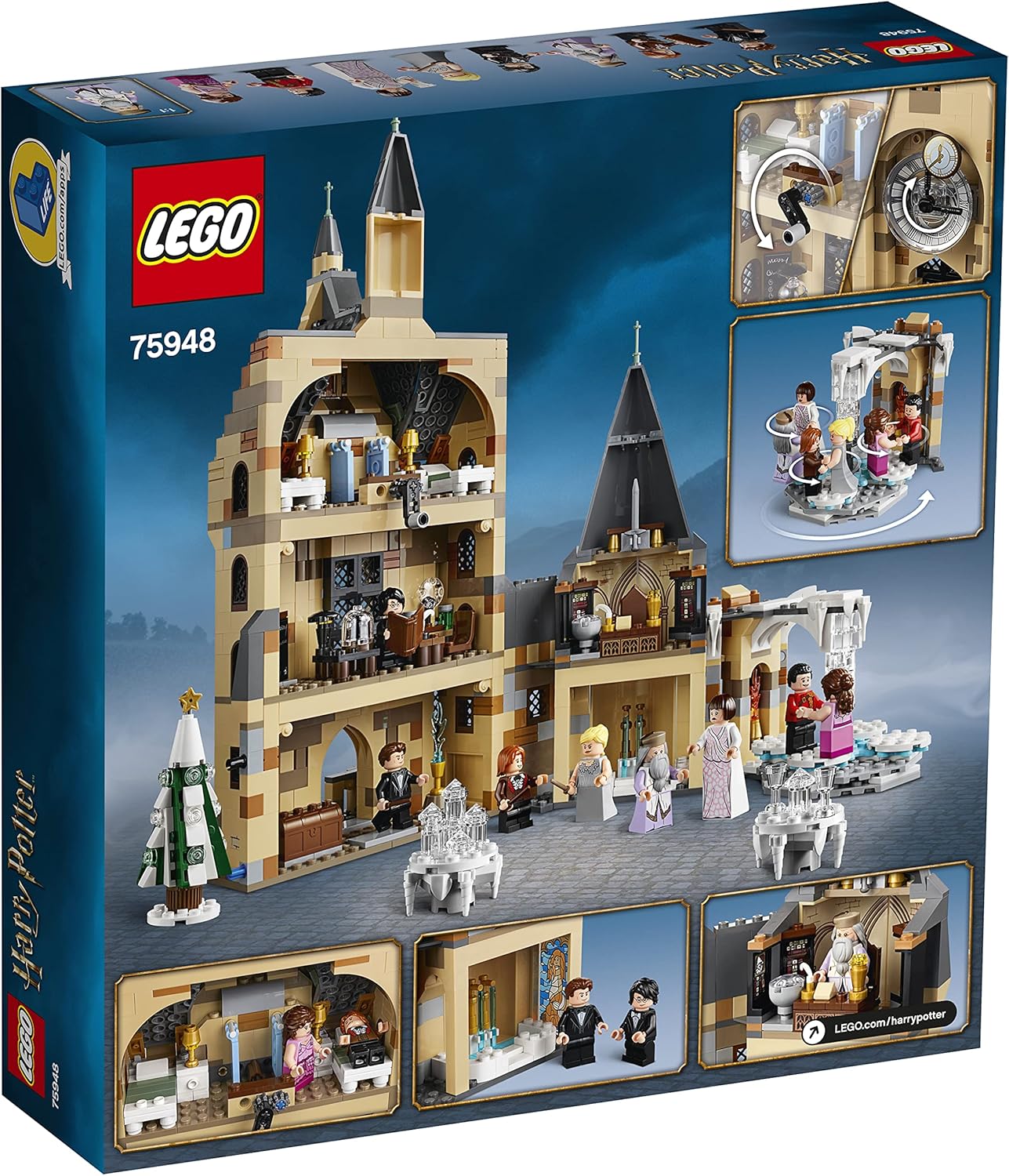 LEGO 75948 Harry Potter Schloss Hogwarts Uhrenturm Spielzeug kompatibel mit der Großen Halle und der Peitschenden Weide Sets