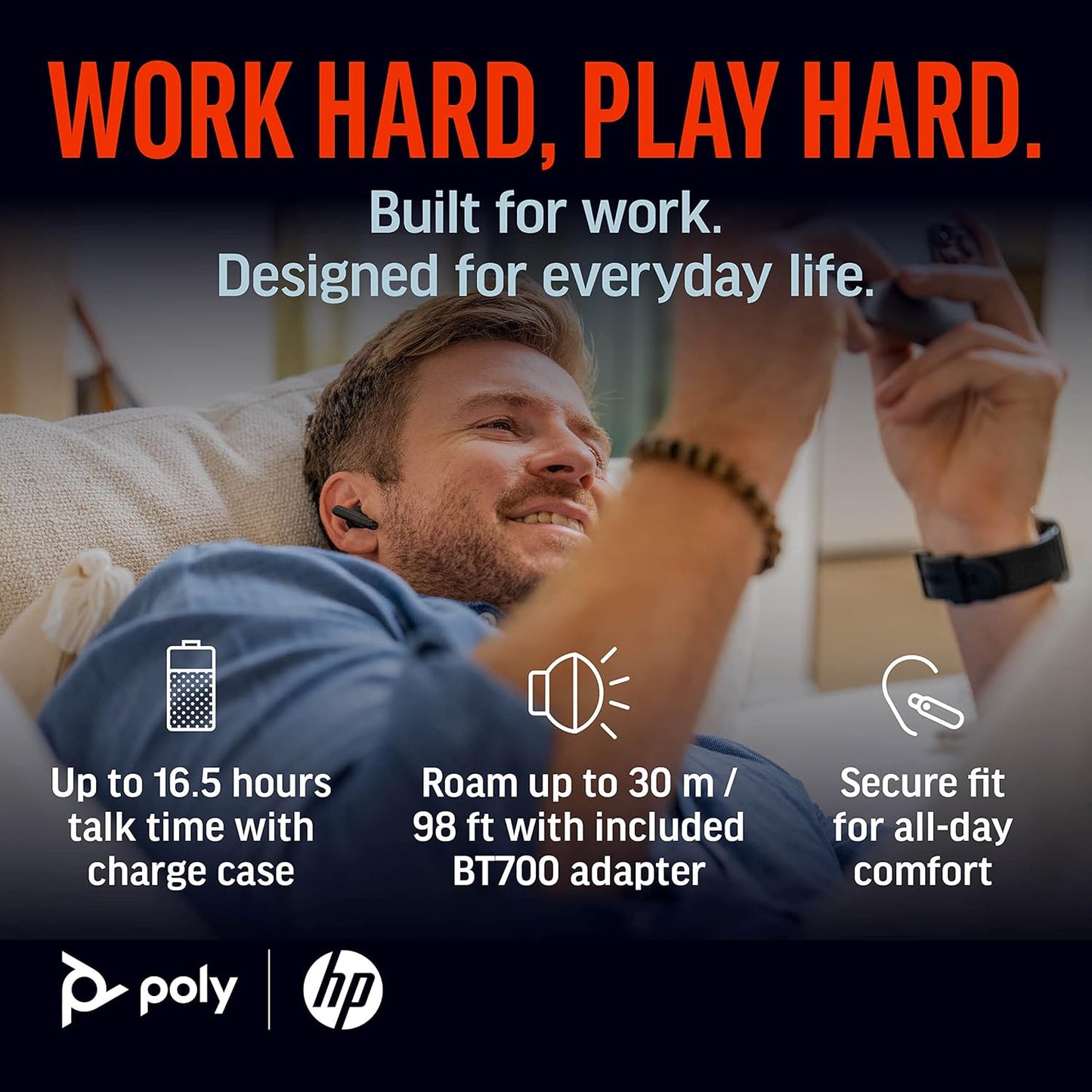 Poly Voyager Free 60+ UC USB-A in Schwarz In Ear Kopfhörer mit Geräuschunterdrückung