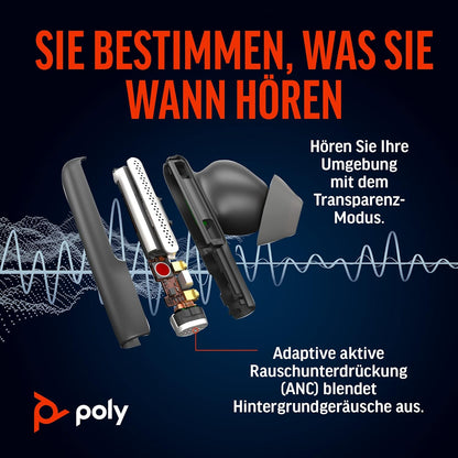 Poly Voyager Free 60+ UC MS Teams USB-A in Schwarz In Ear Kopfhörer 216066-01