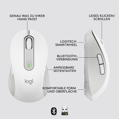 Logitech Signature M650 for Business Kabellose Maus, Leise Klicks, Anpassbare Seitentasten, Bluetooth, Kompatibilität mit mehreren Geräten - Grau