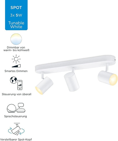 WIZ LED 3er Wand- und Deckenspot Deckenleuchte Wandleuchte Weiß 3x 5W