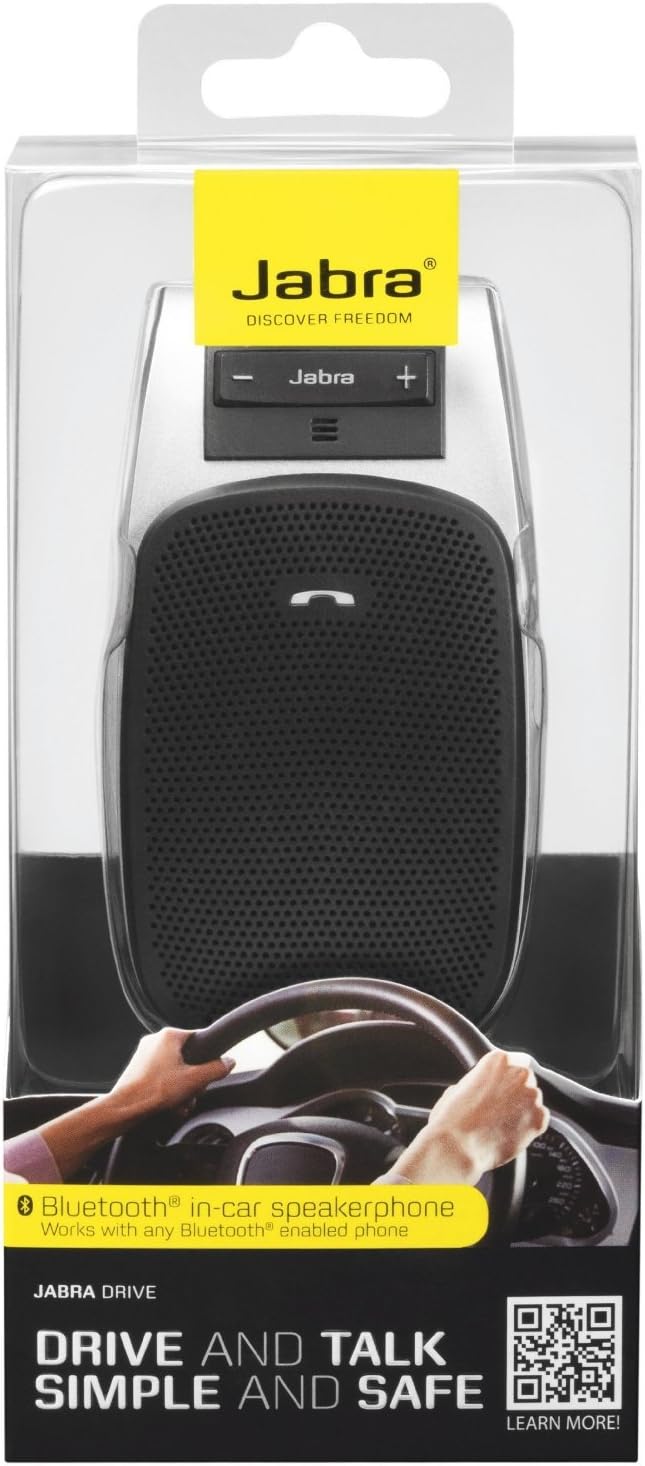 Jabra Drive Bluetooth-Freisprecheinrichtung für Fahrzeuge – Geräuschunterdrückendes Freisprechmikrofon und Lautsprecher für Anrufe, Musik-Streaming und GPS – Schwarz