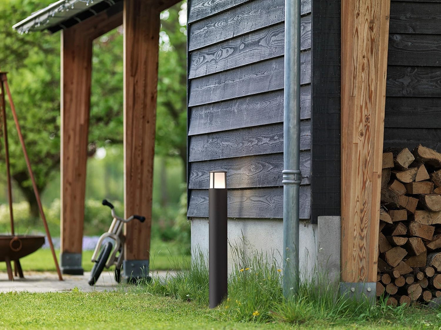 Philips myGarden Outdoor Wegeleuchte Stock, 6 W, 2700 K Warmweiß, wasserfest, anthrazit, IP44 wetterfest, Grau