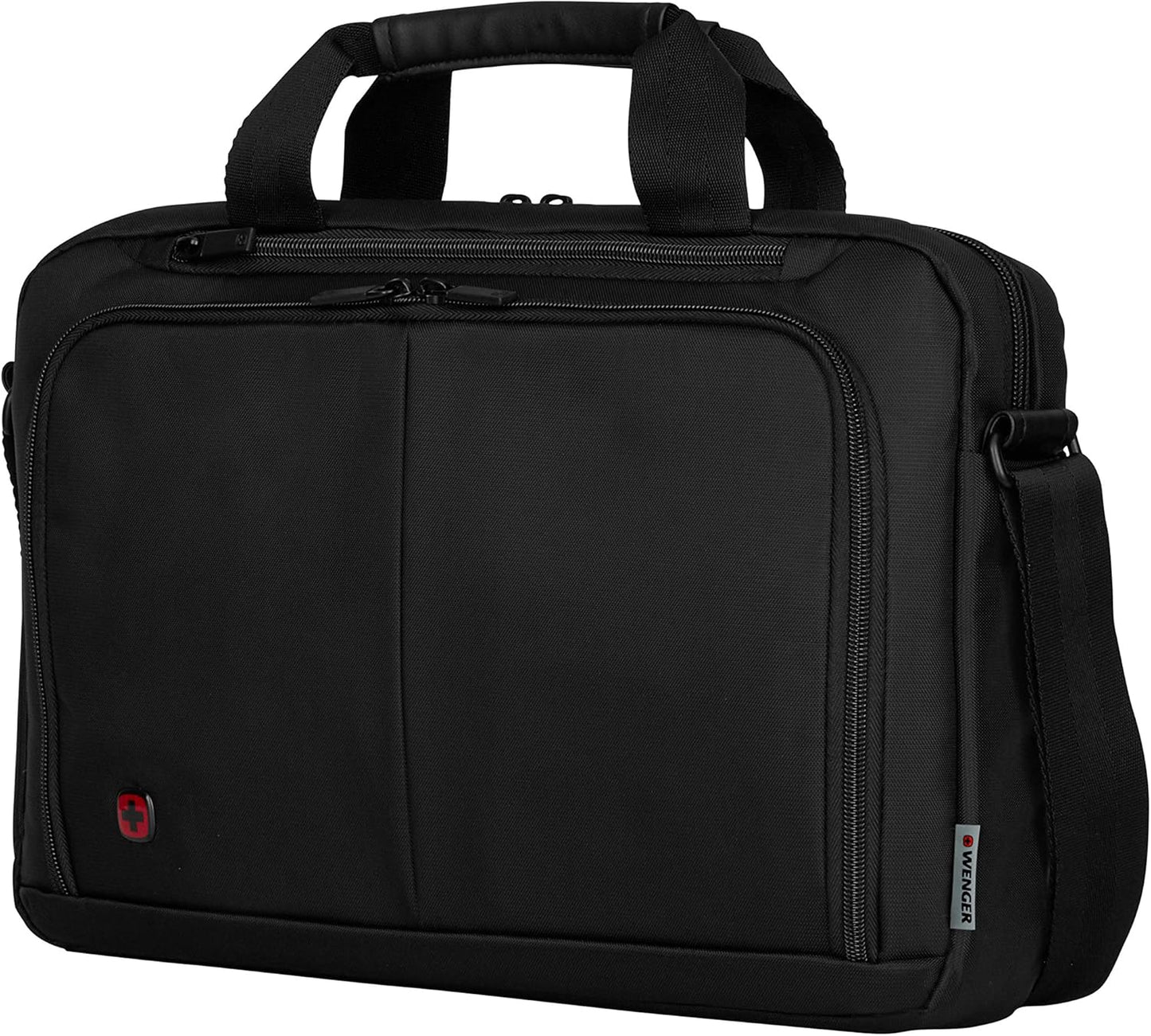 WENGER Source Laptop-Tasche zum Umhängen, Notebook bis 14 Zoll, Tabletfach bis 10 Zoll, Aktentasche, Organizer, 5 l, Damen Herren, Büro Business-Reisen Uni, Schwarz, 601064