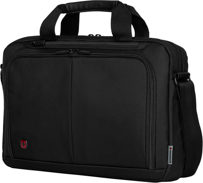 WENGER Source Laptop-Tasche zum Umhängen, Notebook bis 14 Zoll, Tabletfach bis 10 Zoll, Aktentasche, Organizer, 5 l, Damen Herren, Büro Business-Reisen Uni, Schwarz, 601064